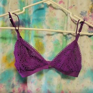 Blackheart size medium woven lace purple triangle bra Halloween costume inspo